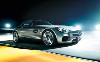 Silver car night moon lights - path free wallpaper