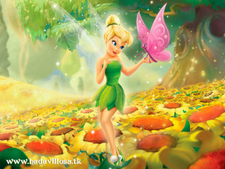 Cartoon fairy pink butterfly sunflowers - kinkade free wallpaper for desktop