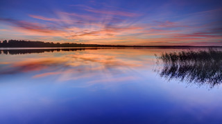 Lake sunset reflection trees mountains - the water and trees free wallpaper