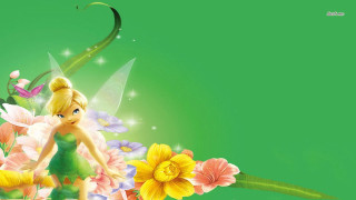 Tinkerbell cartoon flowers green background - flower free wallpaper