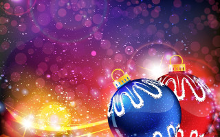 Colorful christmas ornaments bokeh night - naive art free wallpaper