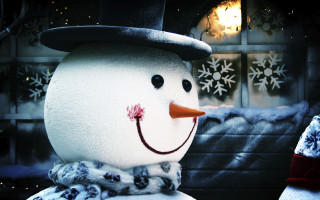 Snowman hat scarf Christmas NaiveArt - a snowman free wallpaper