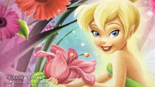 Tinkerbell holding flower smiling cartoon - pop surrealism free wallpaper