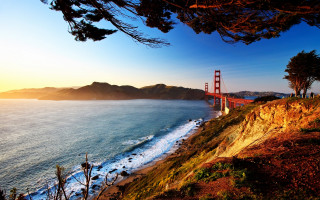 Golden gate bridge sunset cliff - the golden gate bridge free wallpaper