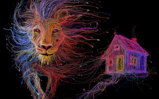Lion house foreground background psychedelic - psychedelic art free wallpaper for desktop