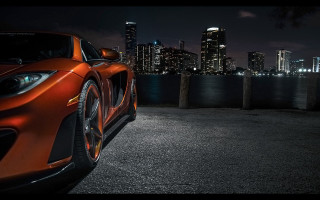 Sports car city skyline night - the city free wallpaper