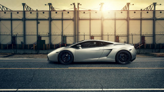 Silver sports car building fence - the building free wallpaper