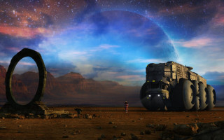 Desert giant tire astronaut moon - giant free wallpaper