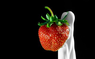 Strawberry white hand massurrealism ambient - a strawberry free wallpaper