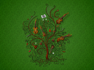 Tree musical instruments guitar branches - book cover free wallpaper for desktop