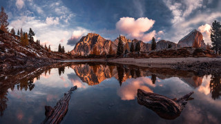 Mountain lake forest clouds sunset 2 - a lake and trees free wallpaper for desktop