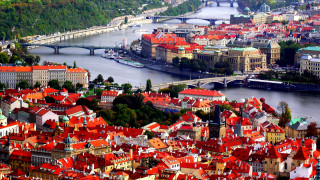 City bridge river architecture skyline - aerial free wallpaper