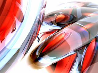 Red white abstract raytraced geometry - abstract painting free wallpaper