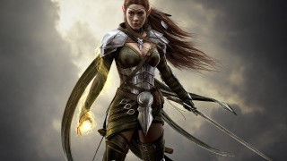 Elf warrior sword clad fantasy - her hand and a sword free wallpaper