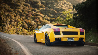 Yellow sports car mountains california 2 - winding free wallpaper for desktop