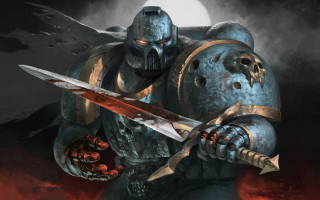 Armor sword skull fullmoon warhammer - a sword and a skull free wallpaper
