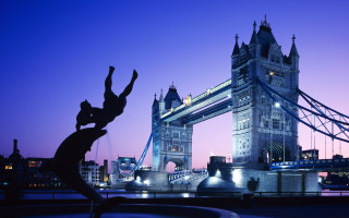 Statue bridge night purple sky - christopher wren free wallpaper