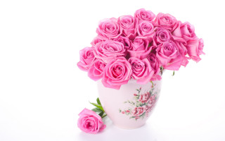 White vase pink roses bouquet - a white vase free wallpaper