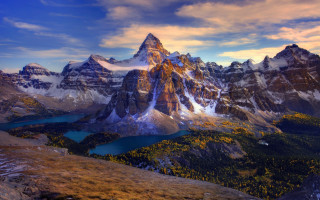 Mountain lake cityscape clouds sunset 2 - a few mountain free wallpaper