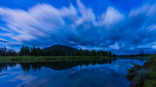 Lake mountain forest clouds sky 2 - a forest in the foreground free wallpaper