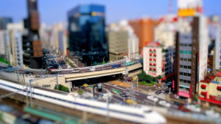 City train bridge bokeh nylism - tilt shift free wallpaper for desktop