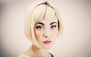 Blonde bob woman black white - a black tie free wallpaper