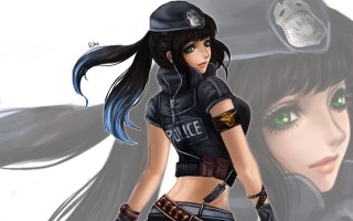 Police girl anime art fantasy - a police officer free wallpaper