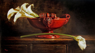 Red vase white flower galaxy - anton graff free wallpaper for desktop