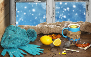 Tea gloves lemon stilllife snow - glove free wallpaper