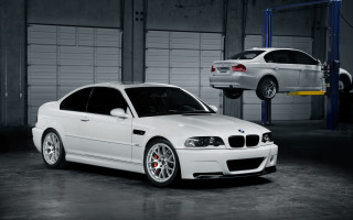 White car garage lift precisionism - pearlescent free wallpaper