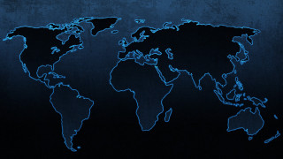 Blue world map black background - a detailed matte painting free wallpaper