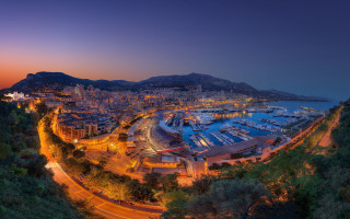 City harbor boats mountain night - a harbor free wallpaper