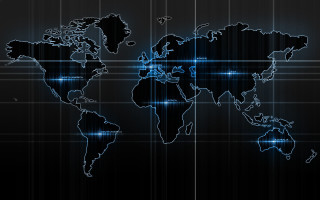 Blue black world map hologram 2 - white dot free wallpaper