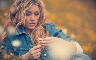 Woman denim jacket flower blonde - charlotte harding free wallpaper