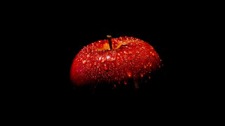Red apple water droplets dark - a red apple free wallpaper for desktop