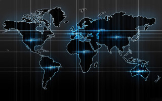 Blue black world map hologram 5 - white dot free wallpaper