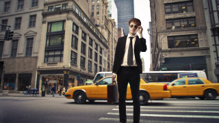 City street man suit phone - a man in a suit free wallpaper