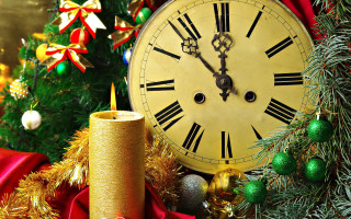 Christmas decorations clock candle gold - a gold ribbon free wallpaper