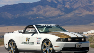 White mustang convertible brown stripe - hood free wallpaper