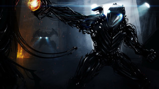 Robot glowing light dark room - concept design art free wallpaper