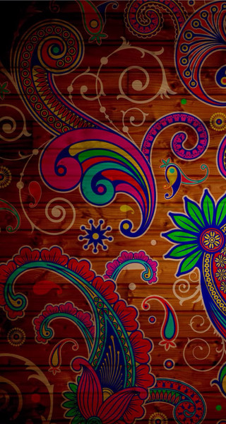 Colorful flower paisley wooden psychedelic - a wooden background free wallpaper for mobile