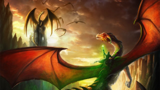 Dragon castle rock fire battle - a red dragon free wallpaper