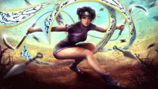 Woman sword flying feathers fantasy - stanley artgerm lau free wallpaper