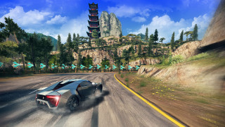 Car mountain road blue sky - cao buxing free wallpaper