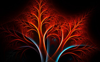 Red tree blue light fractals - a red tree free wallpaper