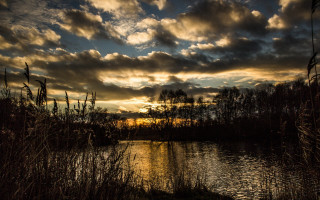 Lake sunset clouds grass cityscape - dave allsop free wallpaper