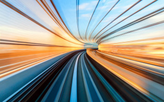 Train tunnel sky blurry tracks - motion blur free wallpaper