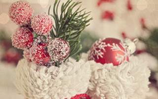 Santa pine ornamental snowballs arts - a santa clause free wallpaper