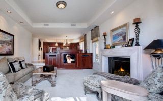 Living room fireplace couch chair 2 - a living room free wallpaper for desktop