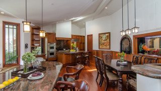 Kitchen marble counter wooden cabinets - a kitchen free wallpaper